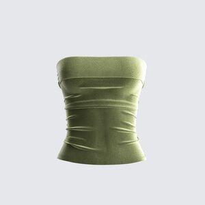 Elegant Green Strapless Women's Top